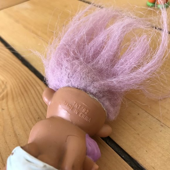 Blue Eye Baby Troll TNT Set of 3 Plastic Figures 1992 SOMA Pink Green Lilac Hair - Picture 3 of 11